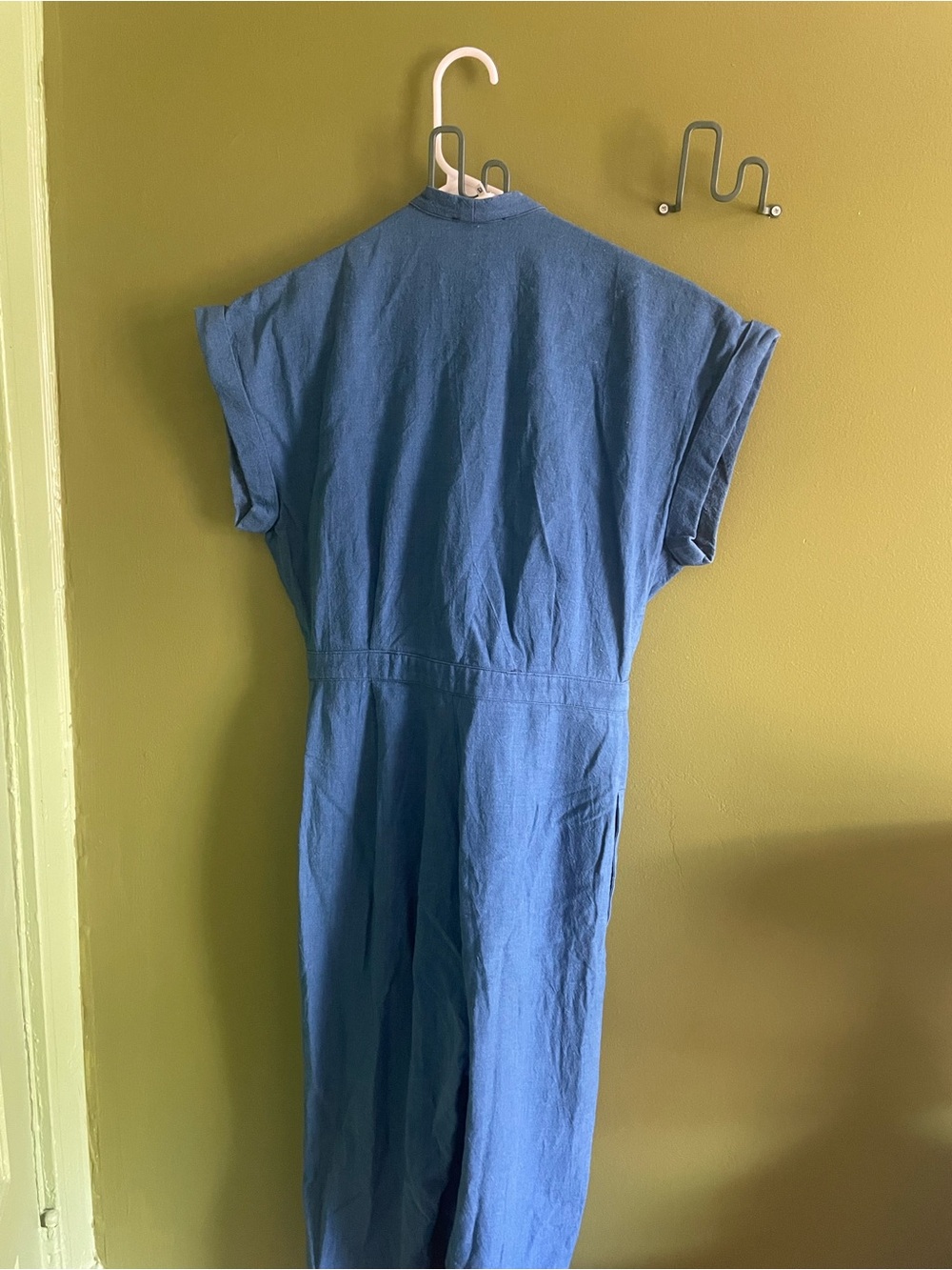 Heinui Blue Natural Cotton Jumpsuit with tie waist - Picture 3 of 5
